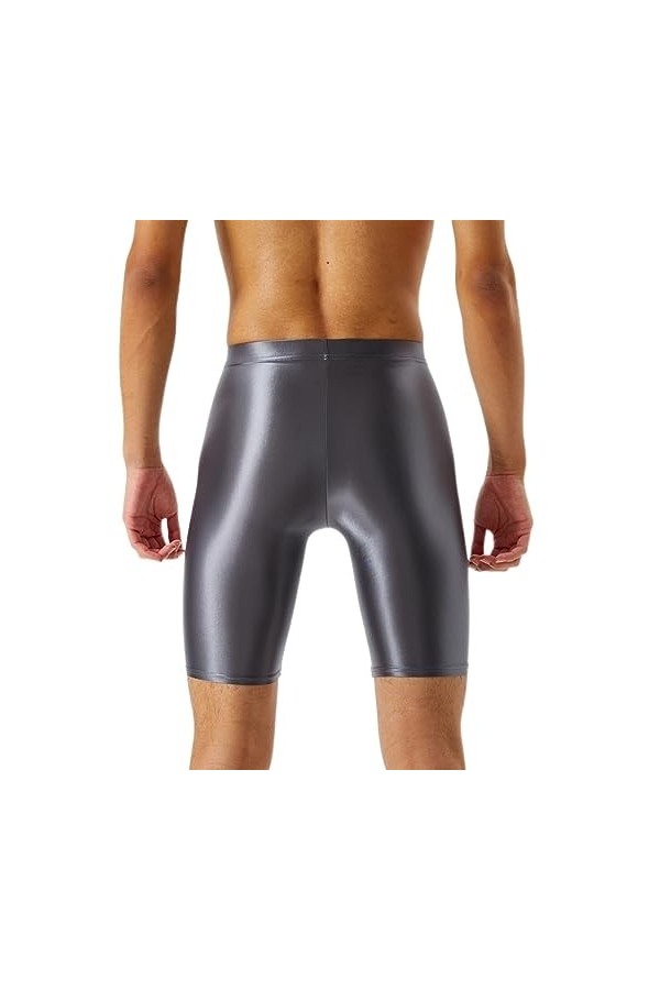 ZAYZ Mens Oil Shiny Glossy Boxer Shorts Bas de Couche Collants de Vélo Sous-vêtements Culotte Extensible Caleçon Demi-longueu