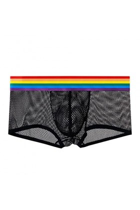 sous-Vêtements en Coton Respirant pour Hommes Sexy Maille Hommes Culottes Creux Boxeurs Shorts Voir à Travers des sous-vêteme