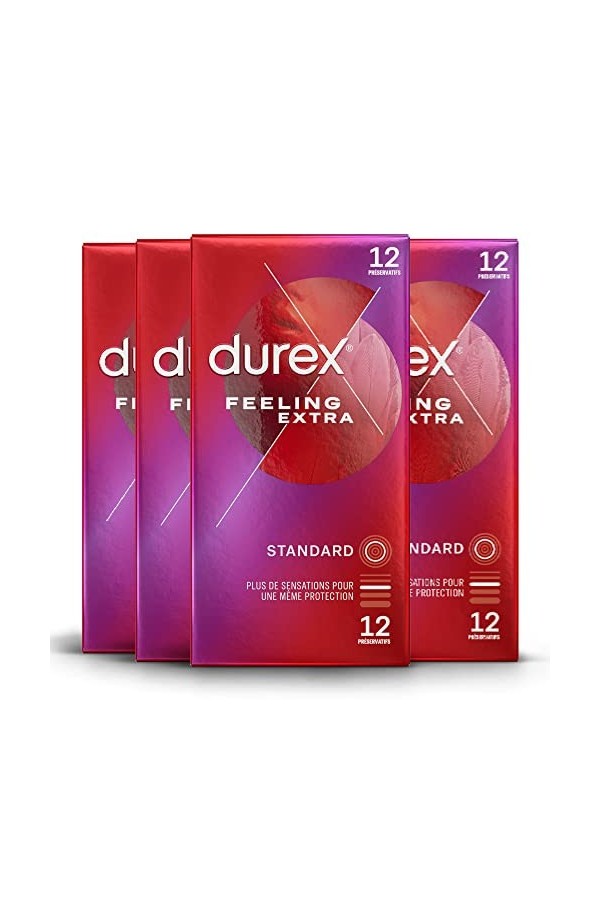 Durex FEELING EXTRA - 20 Préservatifs Homme Fins et Extra Lubrifiés