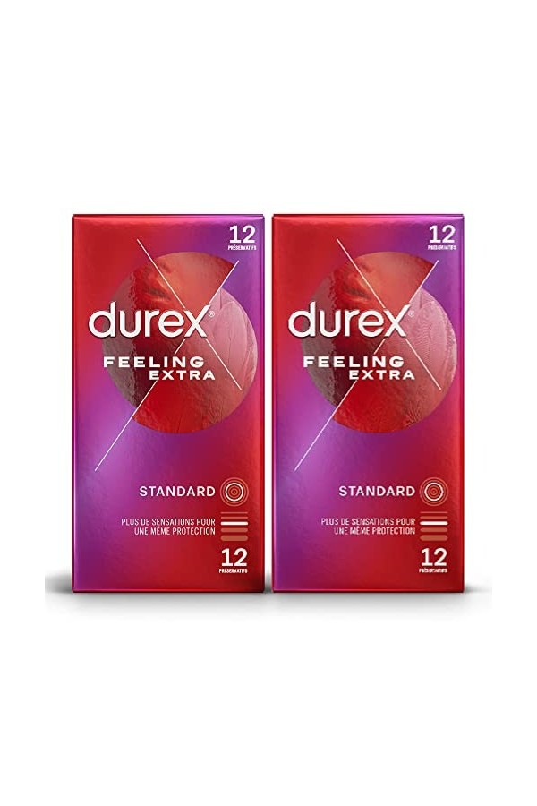 Durex FEELING EXTRA - 20 Préservatifs Homme Fins et Extra Lubrifiés