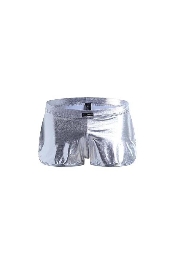 UIWFJEH Lingerie Sexy Homme sous-vêtements Sexy pour Hommes Boxers De Spectacle pour Hommes Shorts Fendus en Cuir Verni Sexy,