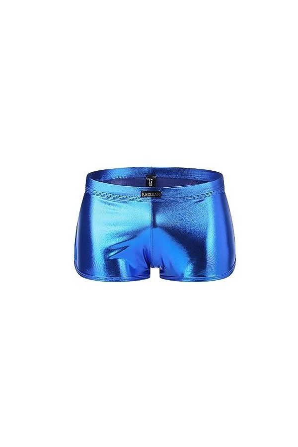 UIWFJEH Lingerie Sexy Homme sous-vêtements Sexy pour Hommes Boxers De Spectacle pour Hommes Shorts Fendus en Cuir Verni Sexy,