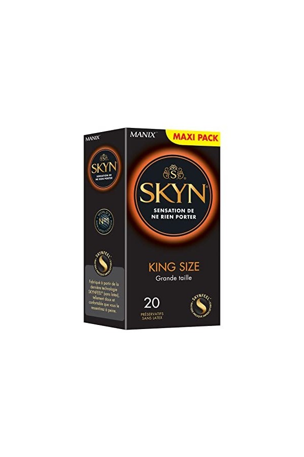 Skyn King Size large : Lot de 20 Préservatifs Extra large, sans latex Skynfeel pour Hommes / Fins, Forme Droite, Lisse, Diamè