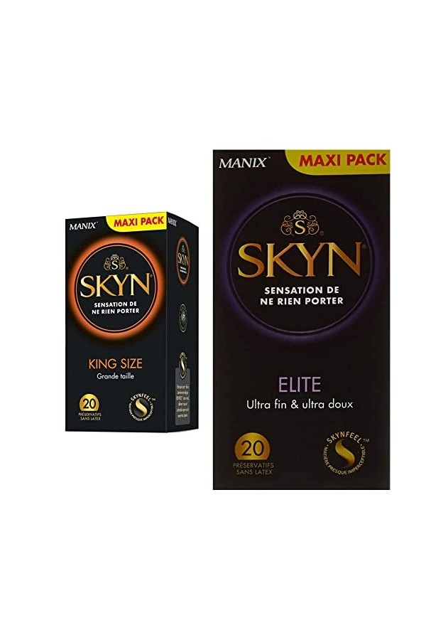Skyn King Size large : Lot de 20 Préservatifs Extra large, sans latex Skynfeel pour Hommes / Fins, Forme Droite, Lisse, Diamè