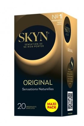 SKYN Original : Lot de 20 Préservatifs sans latex SKYNFEEL pour homme / Taille régulière, préservatifs solides, fins et lisse