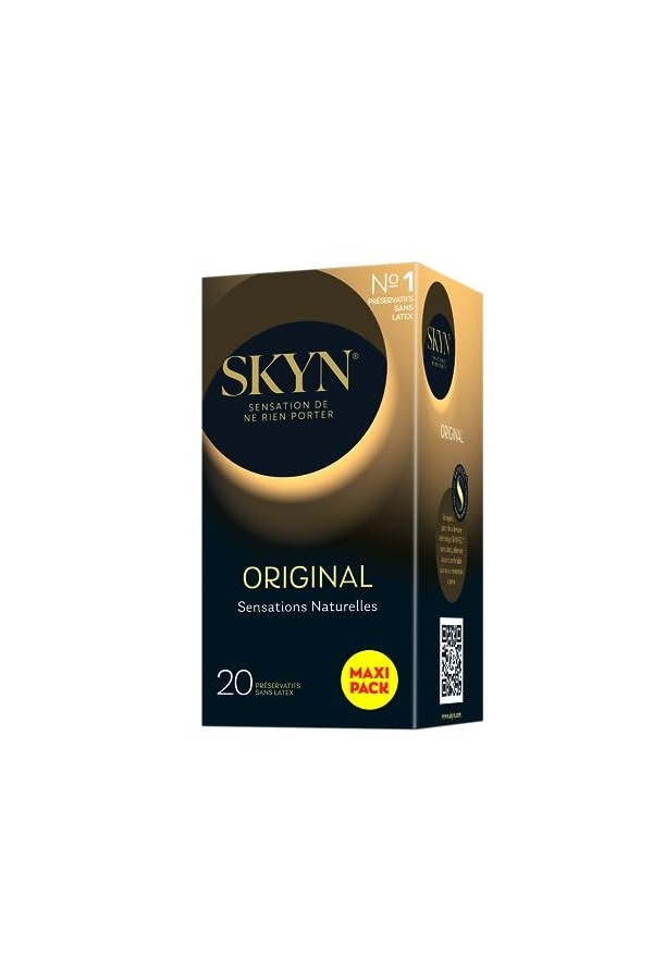 SKYN Original : Lot de 20 Préservatifs sans latex SKYNFEEL pour homme / Taille régulière, préservatifs solides, fins et lisse