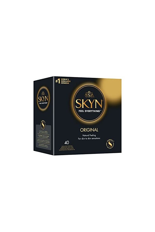 SKYN Original : Lot de 20 Préservatifs sans latex SKYNFEEL pour homme / Taille régulière, préservatifs solides, fins et lisse