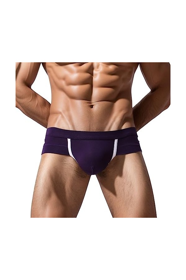 Pochette Lingerie Hommes Sexy Coton Shorts sous-vêtements Doux Renflement Pouch Slip Robes Sexy Black, XXL 