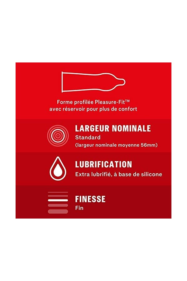 Durex FEELING EXTRA - 10 Préservatifs Homme Fins et Extra Lubrifiés