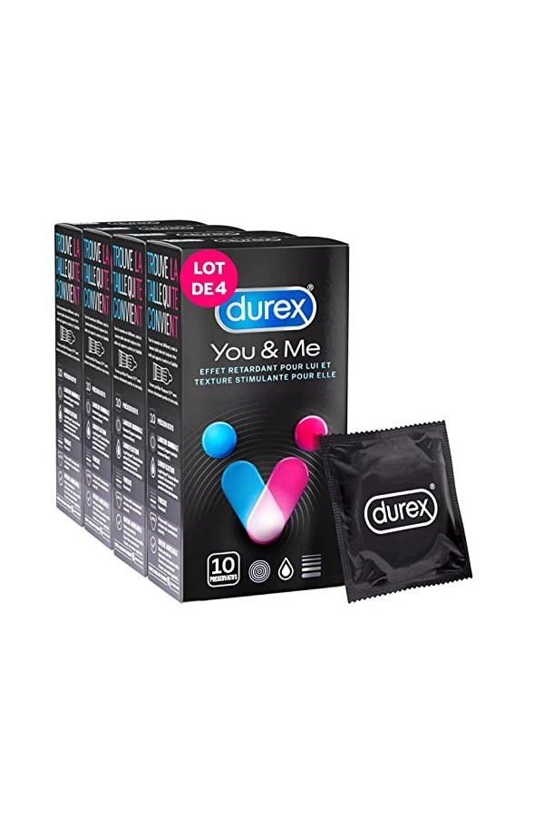 Durex YOU & ME - 10 Préservatifs - Retardant et Stimulant