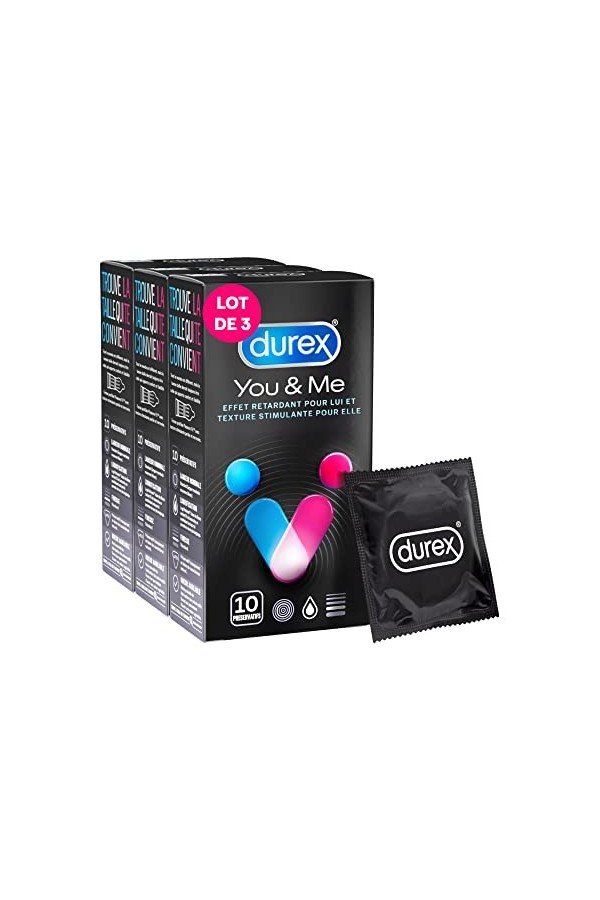 Durex YOU & ME - 10 Préservatifs - Retardant et Stimulant