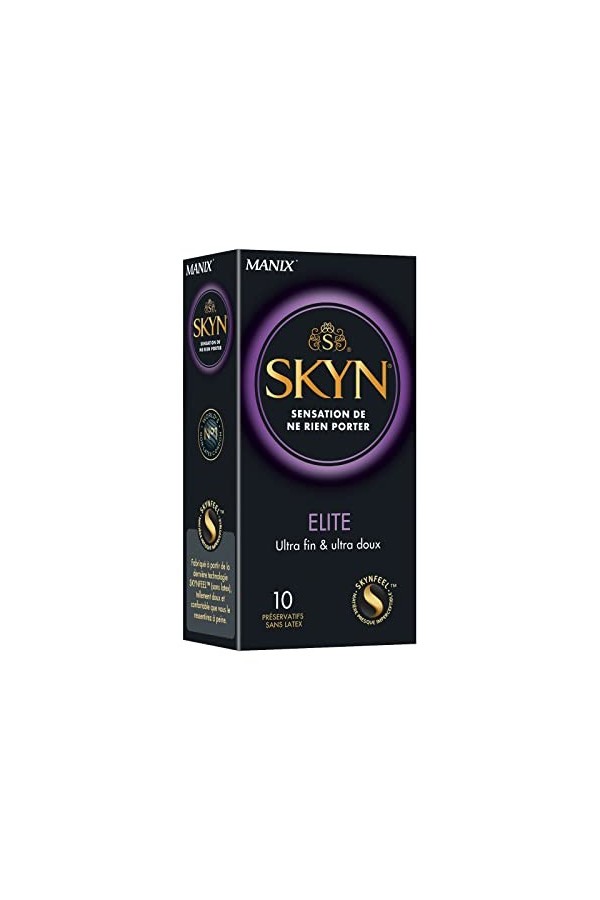 Skyn Elite : Lot de 20 Préservatifs sans latex Skynfeel pour Homme / Taille Régulière, Ultra-Fins et Doux, Forme Droite et Li