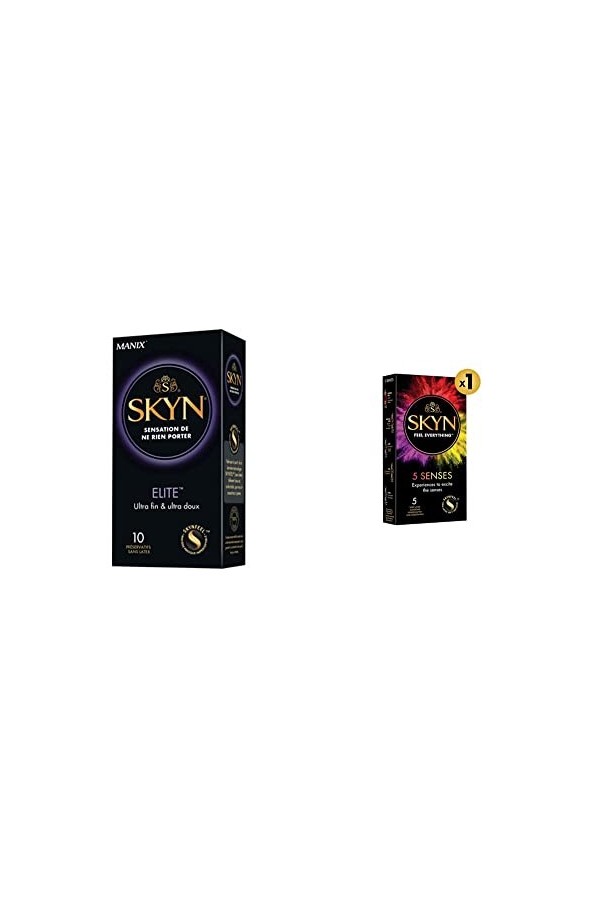 Skyn Elite : Lot de 20 Préservatifs sans latex Skynfeel pour Homme / Taille Régulière, Ultra-Fins et Doux, Forme Droite et Li