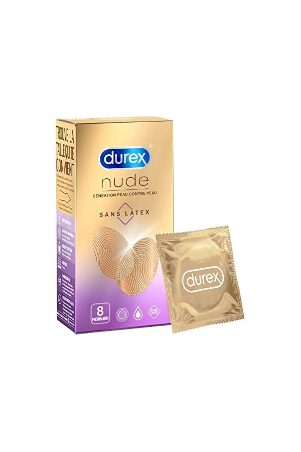 Durex NUDE SANS LATEX - 8 Préservatifs - Sensation Peau Contre Peau