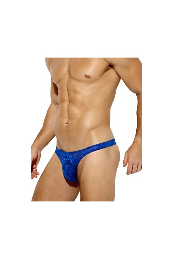 Arjen Kroos Homme String Sexy Thong Tanga Respirant Slips sous-vêtement Dentelles Florales,36-38,A1-noir