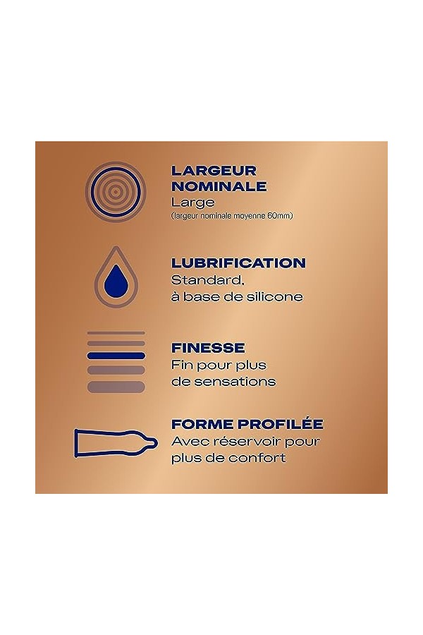 Durex NUDE XL - 8 Préservatifs Homme Fins et Extra Larges Conçus pour des Sensations Maximales