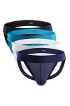 Billtop Homme Suspensoir Jockstrap Thongs Athletic Supporter Briefs Sexy Strings sous-vêtements Briefs,Lot de 4 Noir,XL