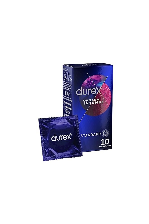 Durex - 10 Préservatifs Extra Lubrifiés Stimulants et Texturés - Avec Gel Desirex