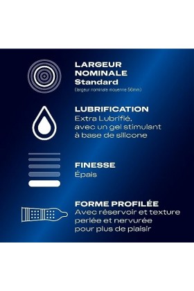 Durex - 10 Préservatifs Extra Lubrifiés Stimulants et Texturés - Avec Gel Desirex