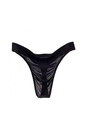 Alienjoy String sexy pour homme - String en soie glacée - Sans coutures - Transparent, Noir , L