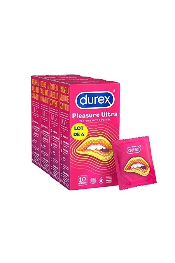 Durex PLEASURE ULTRA - 32 Préservatifs - Texture Ultra Perlée - Lot de 2 x 16 unités