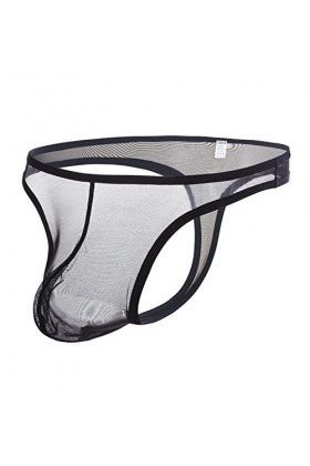 String pour homme, string sexy, sous-vêtements pour homme, string noir, nylon stretch pour homme, grande poche transparente, 