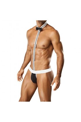 Homme Sexy Mankini Beach Swimwear Suspender Thong Waiter Borat Style Underwear,Noir,Taille unique