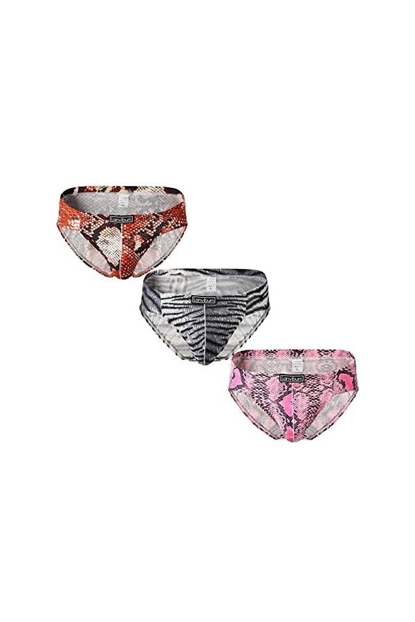 Faringoto Sous-vêtements sexy taille basse pour homme Imprimé léopard, jaune, Large