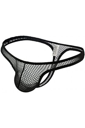 Faringoto Culotte grande taille en maille pour homme, taille basse, lingerie sexy transparente, Noir , XL