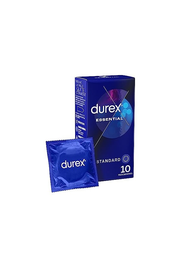 Durex ESSENTIAL - 10 Préservatifs Extra Lubrifiés – Confort et Sécurité