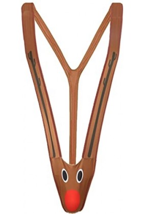 JFAN String De NoëL pour Hommes String Sexy Mankini Costume De Saint-Valentin Elk Collants pour Hommes T-Back Culotte en V,Br