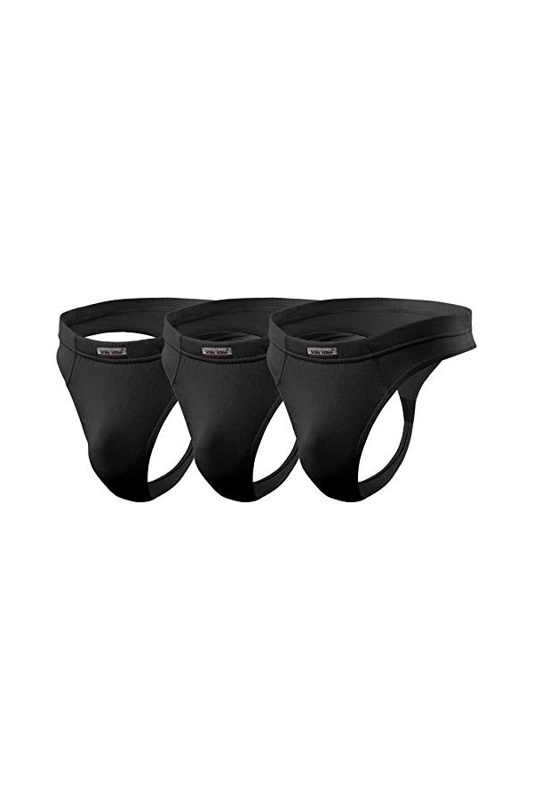 sesto senso Homme String Sexy Thong Micromodal 1-3 Pack Tanga Slips L Black