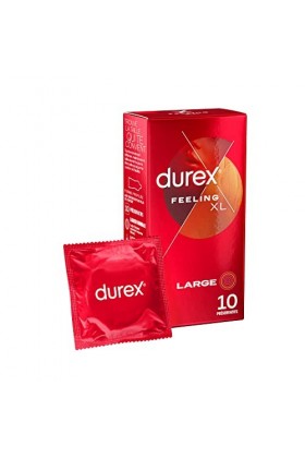 Durex FEELING XL - 10 Préservatifs Fins et Extra Large pour Homme - Pour Plus de Sensations