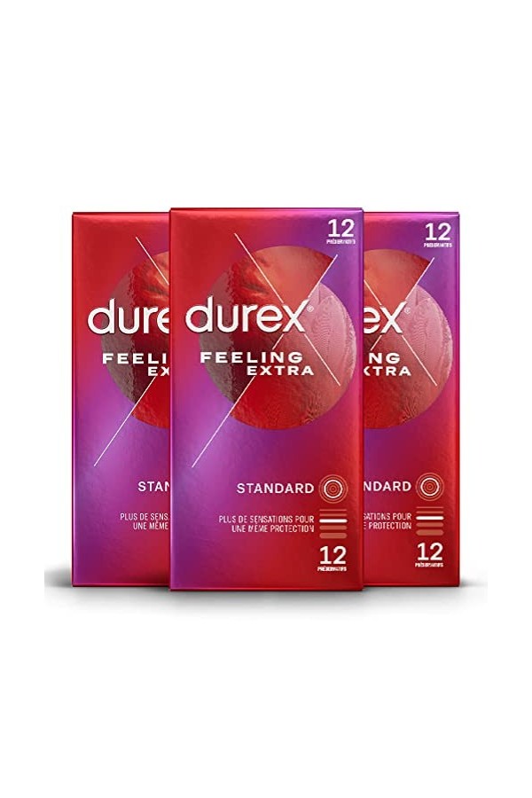 Durex FEELING XL - 10 Préservatifs Fins et Extra Large pour Homme - Pour Plus de Sensations