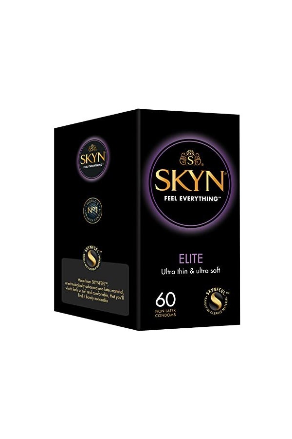 SKYN Elite : Lot de 36 Préservatifs Sans Latex SKYNFEEL pour Homme | Taille Standard, Ultra-Fins et Doux, Forme Droite et Lis