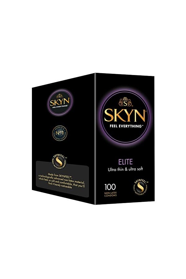 SKYN Elite : Lot de 36 Préservatifs Sans Latex SKYNFEEL pour Homme | Taille Standard, Ultra-Fins et Doux, Forme Droite et Lis