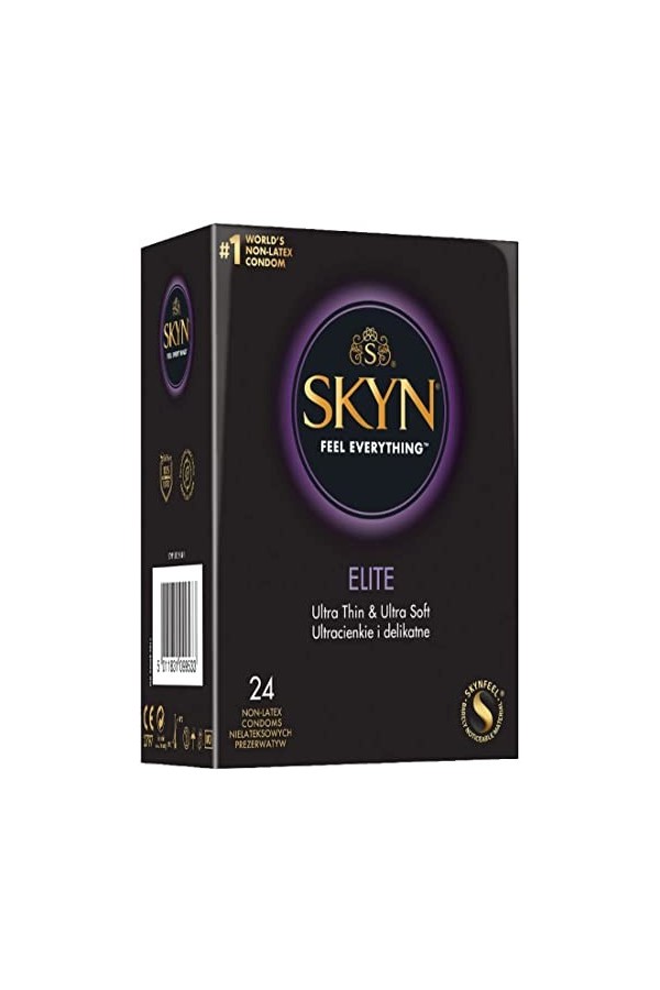 SKYN Elite : Lot de 36 Préservatifs Sans Latex SKYNFEEL pour Homme | Taille Standard, Ultra-Fins et Doux, Forme Droite et Lis