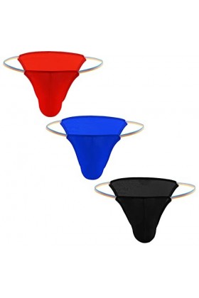 AIEOE Homme String Tangas Slip Taille Basse Elastique G-String sous-Vêtement T-Back Thong Briefs M