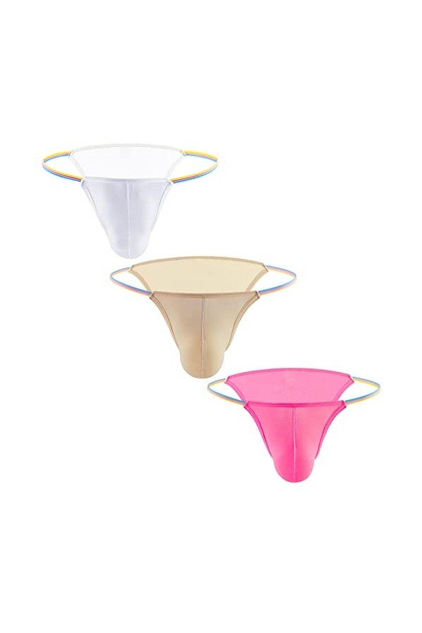 AIEOE Homme String Tangas Slip Taille Basse Elastique G-String sous-Vêtement T-Back Thong Briefs M