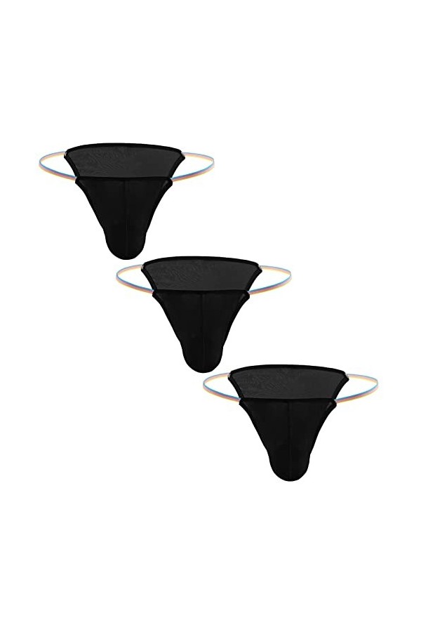 AIEOE Homme String Tangas Slip Taille Basse Elastique G-String sous-Vêtement T-Back Thong Briefs M