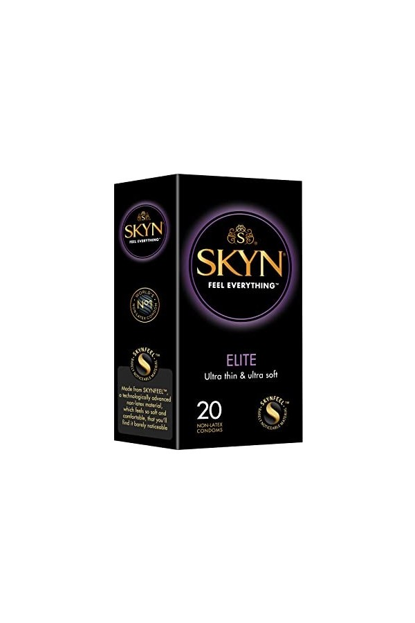 SKYN Elite : Lot de 36 Préservatifs Sans Latex SKYNFEEL pour Homme | Taille Standard, Ultra-Fins et Doux, Forme Droite et Lis