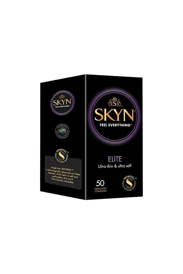 SKYN Elite : Lot de 36 Préservatifs Sans Latex SKYNFEEL pour Homme | Taille Standard, Ultra-Fins et Doux, Forme Droite et Lis