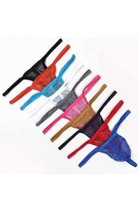 AIEOE Strings Homme 3 Pièces Sexy G-String Ensemble Légèrement Transparent sous-Vêtements Culottes en Gaze Blanc M