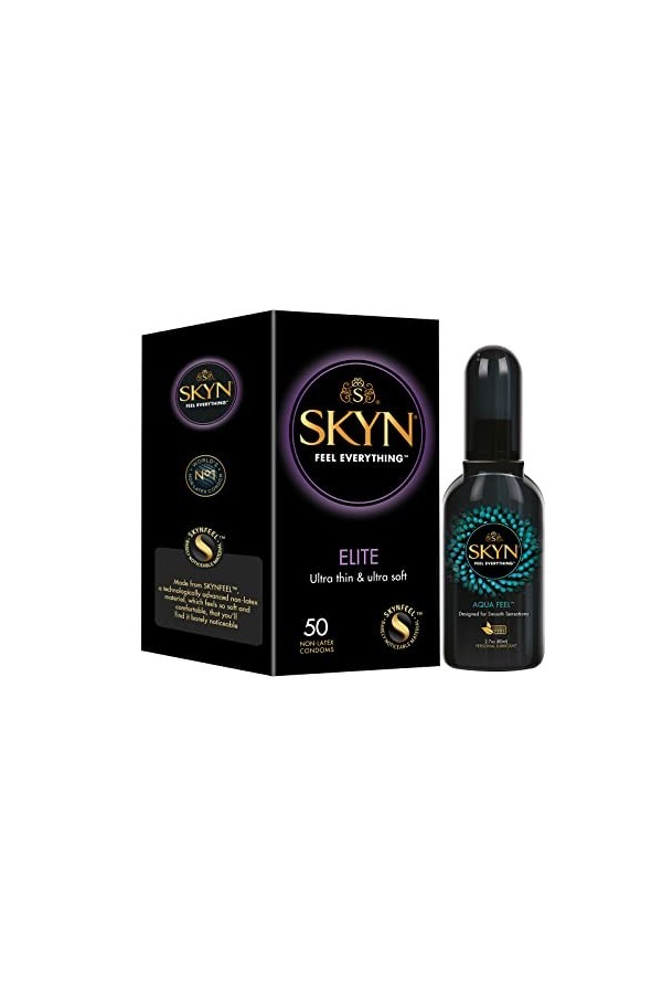 SKYN Elite : Lot de 36 Préservatifs Sans Latex SKYNFEEL pour Homme | Taille Standard, Ultra-Fins et Doux, Forme Droite et Lis