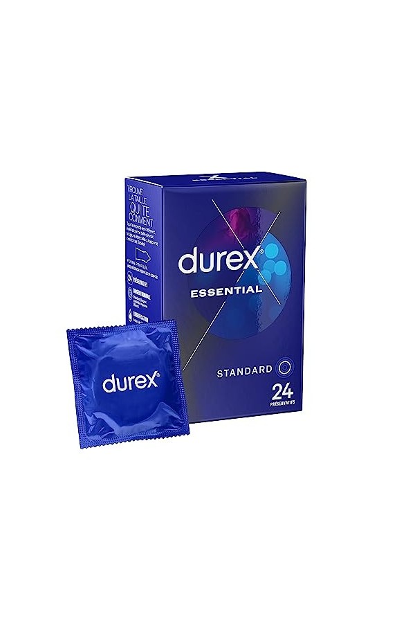 Durex ESSENTIAL - 24 Préservatifs Extra Lubrifiés - Confort et Sécurité