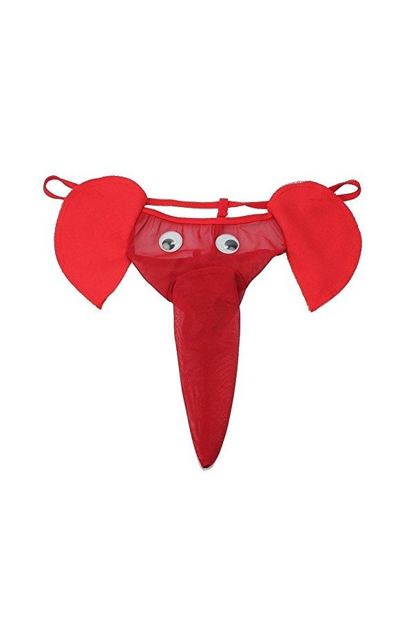 Creamlin Hommes Sexy Elephant Underwear Pouch Briefs Thongs Funny G-String Lover Gift Rouge 