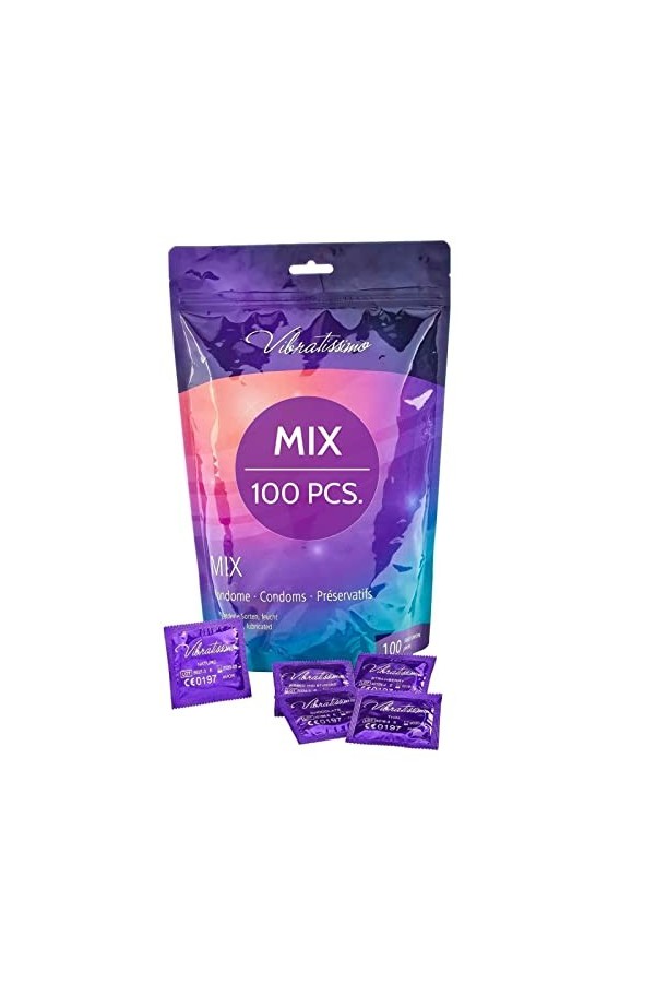 Vibratissimo - préservatifs « Mix » extra lubrifiés pour des sensations pures et naturelles - Paquet de 100