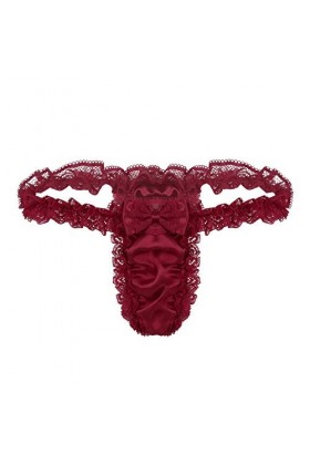 Gkojhj Open anal Hommes Sissy Briefs G String Dentelle Sexy String Sous-vêtements Culotte Bas Sexy Collège Vêtements, Marine,