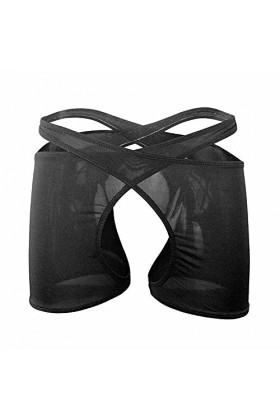 Oludkeph Culotte pour homme - Sous-vêtement haute taille stretch Crossdress G-string, Noir , taille unique