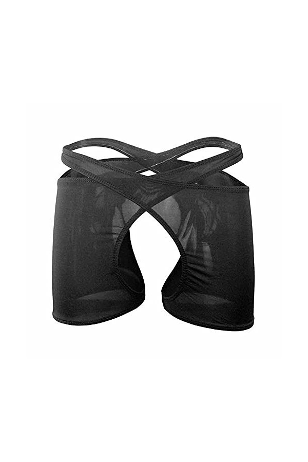 Oludkeph Culotte pour homme - Sous-vêtement haute taille stretch Crossdress G-string, Noir , taille unique